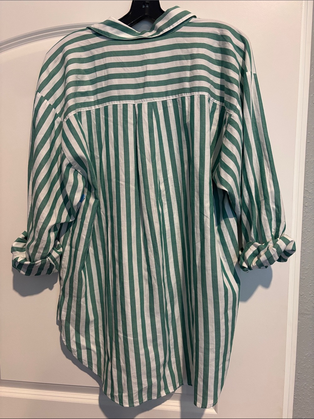 LOFT 100% Cotton NWT Striped Poplin Everyday Oversized Pocket Shirt - Picture 2 of 4